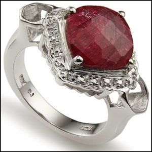 sterling silver, ruby and topaz ring size 7